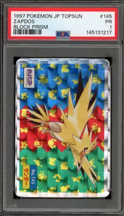 Pokemon Topsun Zapdos Japanese Block Prism #145 PSA 1 - Image 1