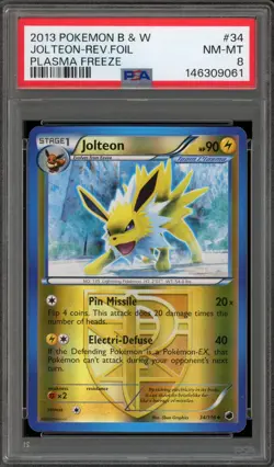 Pokemon Jolteon Plasma Freeze Reverse Holo #34 PSA 8 - Image 1