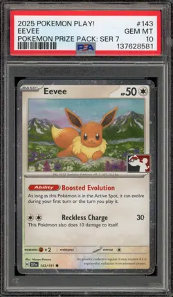 Pokemon Eevee Pokemon Prize Pk. Series 7 Holo #143 PSA 10 Gem Mint - Image 1