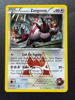 2015 Pokemon TCG XY Double Crisis -Team Magma's Zangoose- Common 22/34 - Image 1