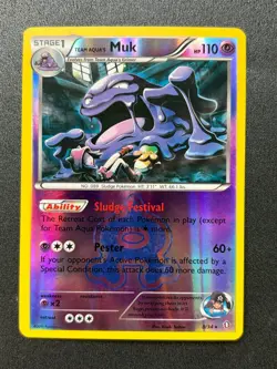 2015 Pokemon TCG XY Double Crisis -Team Aqua's Muk- Reverse Holo Rare 8/34 - Image 1
