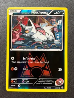 2015 Pokemon TCG XY Double Crisis -Team Magma's Poochyena- Reverse Holo C 17/34 - Image 1