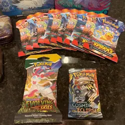 Pokemon Lot! 46 Packs Total, 1 Evolving Skies Pack, 1 Cosmic Eclipse Pack & More - Image 2