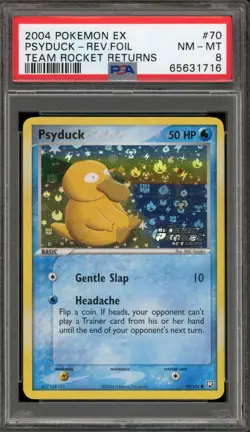 Pokemon Psyduck EX Team Rocket Returns Reverse Holo #70 PSA 8 - Image 1