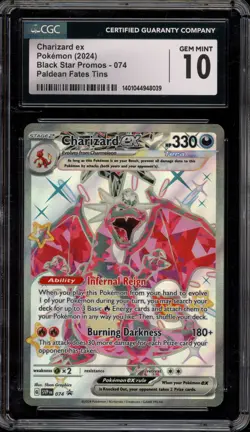 Pokemon Charizard ex Paldean Fates Tins Black Star Promo SVP EN 074 CGC 10 - Image 1