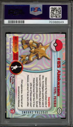 Pokemon Topps Chrome Alakazam Spectra #65 PSA 10 Gem Mint - Image 2
