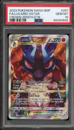 Pokemon Lucario VSTAR Crown Zenith ETB Full Art Promo SWSH291 PSA 10 Gem Mint - Image 1