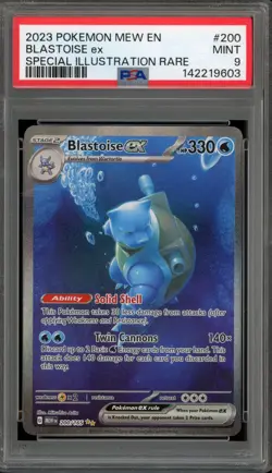 Pokemon Blastoise ex 151 MEW EN Special Illustration Rare #200 PSA 9 Mint - Image 1