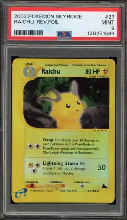 Pokemon Raichu Skyridge Reverse Holo Rare #27 PSA 9 Mint - Image 1