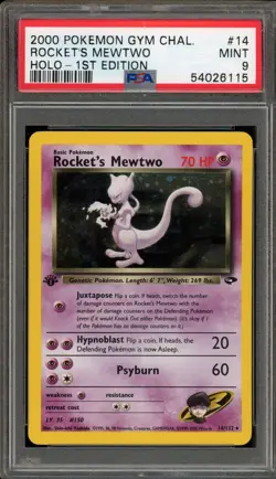 Pokemon Rocket's Mewtwo Gym Challenge 1st Edition Holo Rare #14 PSA 9 Mint - Image 1