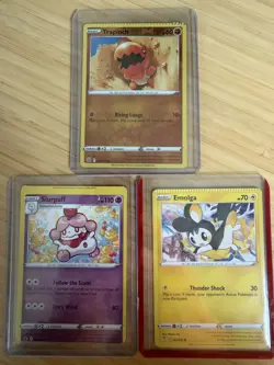 Pokemon TCG Error Lot x3 Miscut Crimp Misprint Slurpuff Emolga Trapinch Raw - Image 1