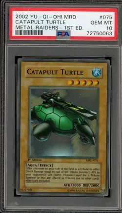 Yu-Gi-Oh! Catapult Turtle Metal Raiders 1st Edition Super Rare MRD-075 PSA 10 - Image 1