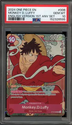 One Piece CCG Monkey.D.Luffy 1st ANV Set English Version ST10-006 PSA 10 - Image 1