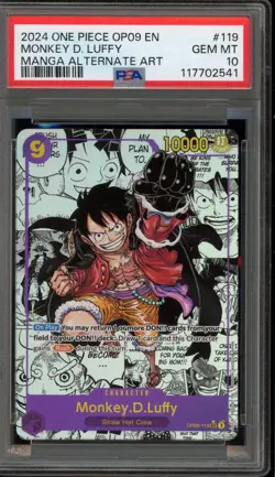 One Piece CCG Monkey.D.Luffy Manga Alternate Art OP09-119 PSA 10 Gem Mint - Image 1