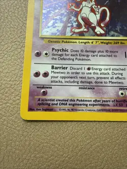 Mewtwo Base Set Holo Rare 10/102 60 HP Pokemon Card English Wizards 1999 Vintage - Image 4