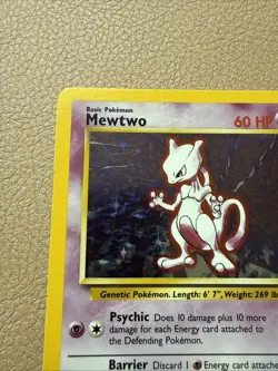 Mewtwo Base Set Holo Rare 10/102 60 HP Pokemon Card English Wizards 1999 Vintage - Image 5