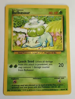 BULBASAUR - #44/102 - Pokemon Base Set Unlimited Card WOTC MP - Image 1