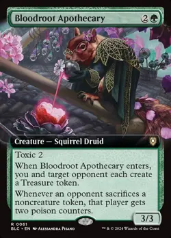MTG EXTENDED ART BLOODROOT APOTHECARY - BLOOMBURROW - SQUIRREL DRUID - TOXIC 2 - Image 1
