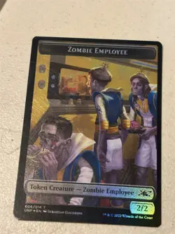 mtg foil token Zombie Employee // Food, 006//010, Unfinity, unplayed - Image 2