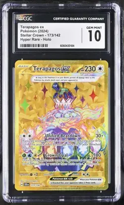 🐢🐢 CGC 10 Pokemon TCG 2024 Stellar Crown 173/142 Terapagos ex Hyper Rare - Image 1