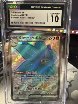 Pokemon Glimmora EX Full Art Holo Card 218/091 Paldean Fates Shiny Ultra Rare - Image 1