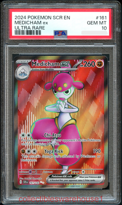 Pokemon Stellar Crown Medicham ex 161 PSA 10 - Image 1