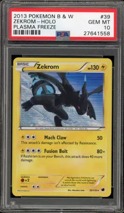 Pokemon Zekrom Plasma Freeze Holo Rare #39 PSA 10 Gem Mint - Image 1