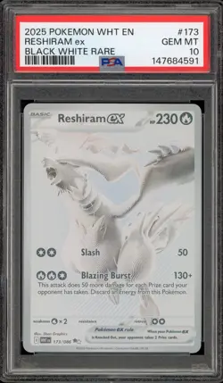 Pokemon Reshiram ex White Flare Black White Rare #173 PSA 10 Gem Mint - Image 1