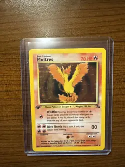 Pokemon TCG Moltres Holo Rare 1st Edition Fossil 12/62 LP - Image 1