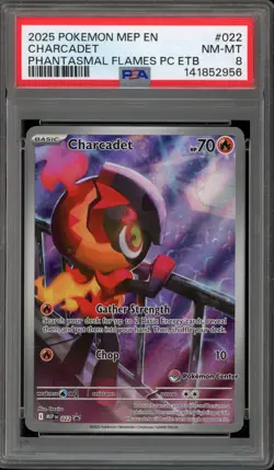 Pokemon Center Stamp Promo Charcadet Phantasmal Flames ETB #022 PSA 8 - Image 1