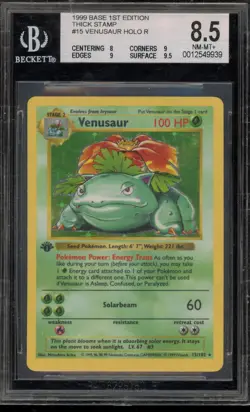 Pokemon Venusaur Base Set Shadowless 1st Edition Holo #15 DAMAGED SLAB BGS 8.5 - Image 1