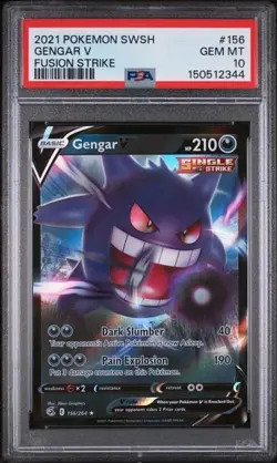 Gengar V #156 Pokemon TCG 2021 Fusion Strike Ultra Rare PSA 10 Gem Mint - Image 1
