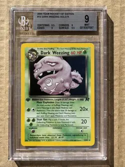 2000 Pokemon Team Rocket 1st Edition Dark Weezing #14 Holo BGS 9 - Image 1