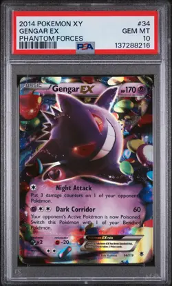 2014 Pokemon XY Phantom Forces Gengar Ex #34 GEM MT PSA 10 Ultra Rare - Image 1