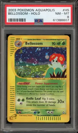 Pokemon Bellossom Aquapolis Holo Rare #H5 PSA 8 - Image 1