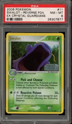 Pokemon Swalot EX Crystal Guardians Reverse Holo Rare #11 PSA 8 - Image 1
