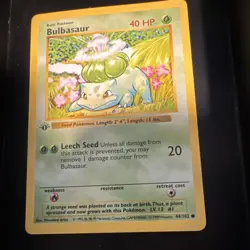 Pokemon TCG Bulbasaur 44/102 1st Edition Base Set Regular 40 HP - Image 1