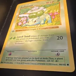 Pokemon TCG Bulbasaur 44/102 1st Edition Base Set Regular 40 HP - Image 2