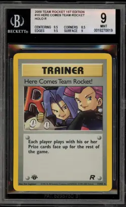 Pokemon Here Comes Team Rocket Team Rocket 1st Edition Holo Rare #15 BGS 9 Mint - Image 1