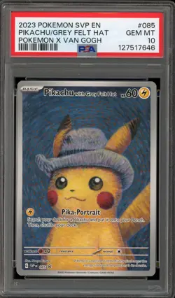Pokemon Pikachu with Grey Felt Hat Van Gogh Full Art Promo SVP EN 085 PSA 10 - Image 1