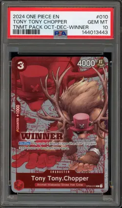 One Piece CCG Tony Tony.Chopper Tournament Pk. Oct-Dec Winner OP04-010 PSA 10 - Image 1