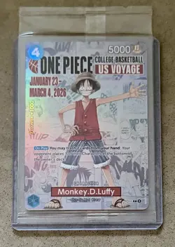 Bandai Namco One Piece CCG Monkey.D.Luffy US Voyage Promo Holo Card P-055 - Image 1