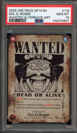 One Piece CCG Gol.D.Roger Wanted Alternate Art OP09-118 PSA 10 Gem Mint - Image 1