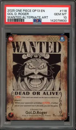One Piece CCG Gol.D.Roger Wanted Alternate Art OP09-118 PSA 10 Gem Mint - Image 1