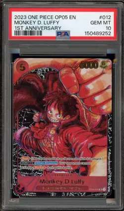 One Piece CCG Monkey.D.Luffy 1st Anniversary ST01-012 PSA 10 Gem Mint - Image 1
