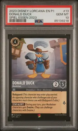 PSA 10 2023 Disney Lorcana Donald Duck Musketeer Spiel Essen Promo #13 EN P1 - Image 1