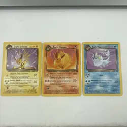 Pokemon Team Rocket Dark Vaporeon, Dark Jolteon, Dark Flareon 3 Card Lot - Image 1