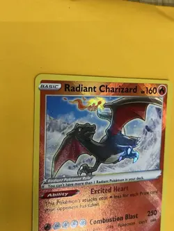 Radiant Charizard 020/159 Pokemon Crown Zenith + Charizard Card Stand - Image 5