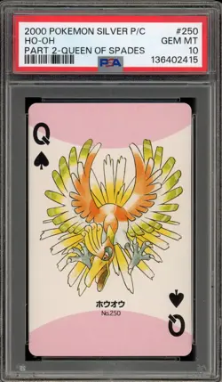 Pokemon Ho-Oh Queen of Spades Silver Playing Cards Part 2 #250 PSA 10 Gem Mint - Image 1