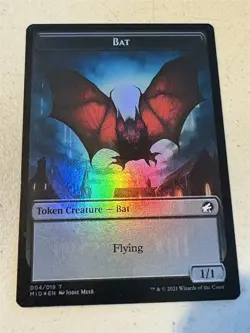 mtg foil token Human // Bat 001/004, Innistrad Midnight Hunt, unplayed - Image 1